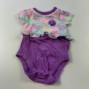 Garanimals Baby Girls 3D Floral Purple Onesie Body Suit 3-6 Months